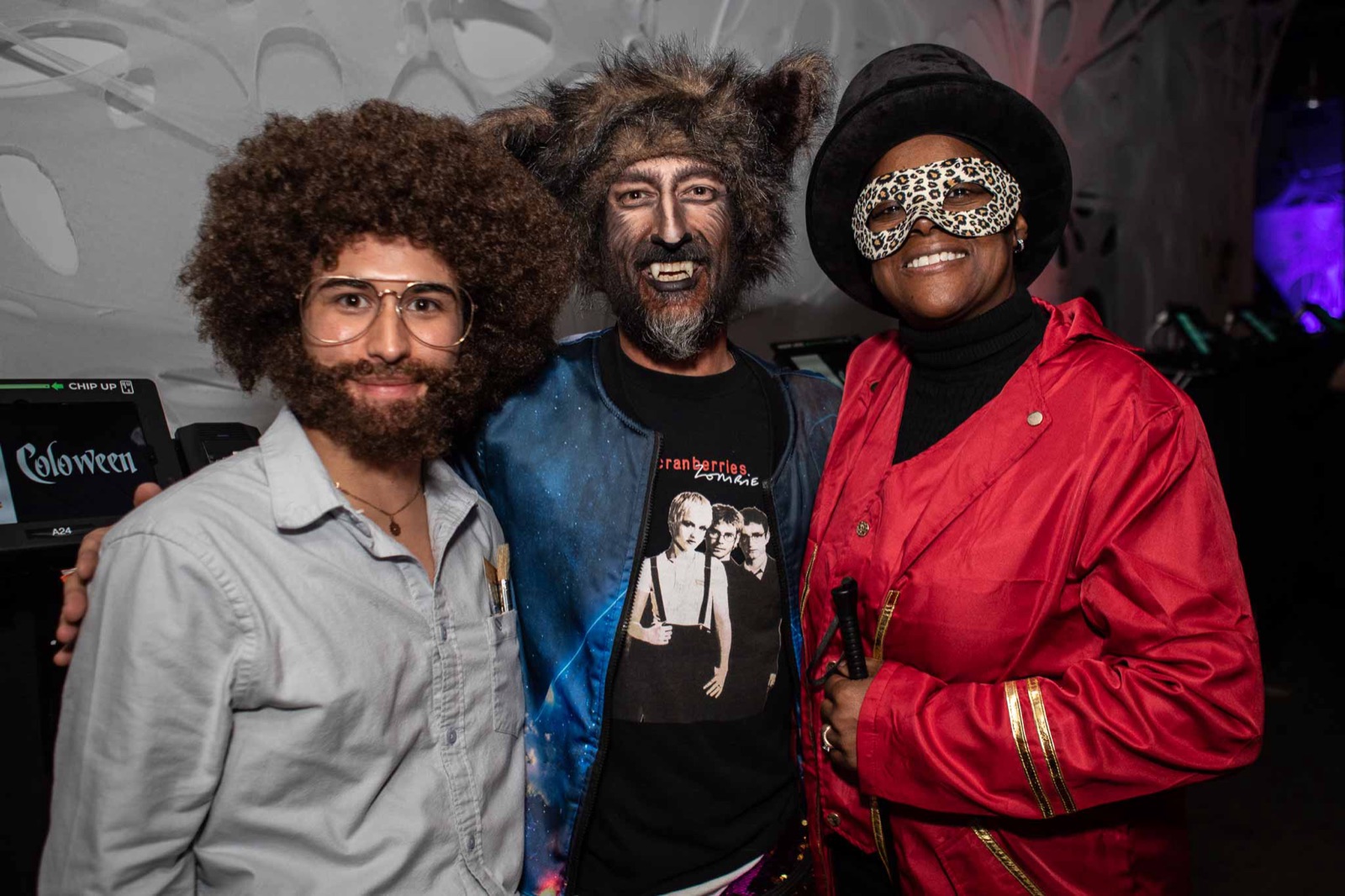 Couple in scary Halloween costumes at Coloween, the Denver Halloween Party